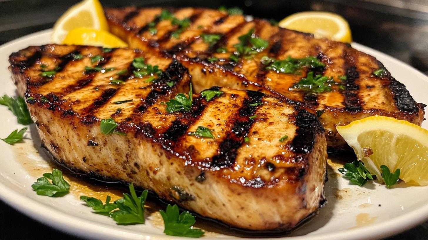 Grilled Swordfish Steaks with Lemon Herb Marinade