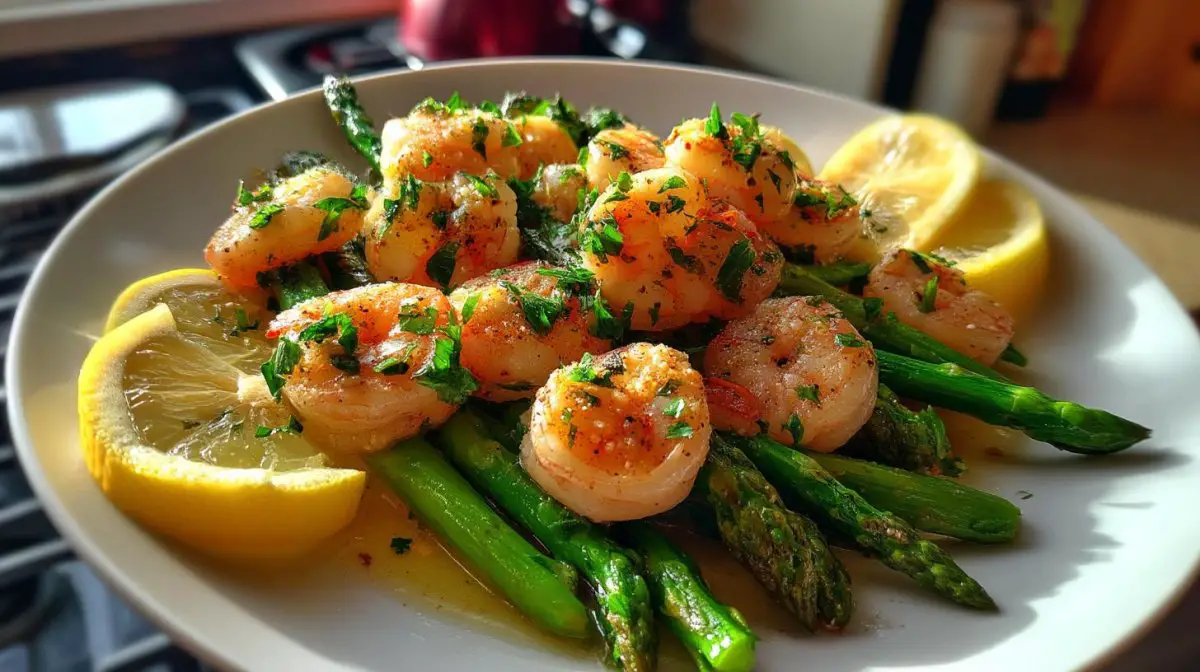 LEMON GARLIC SHRIMP & ASPARAGUS