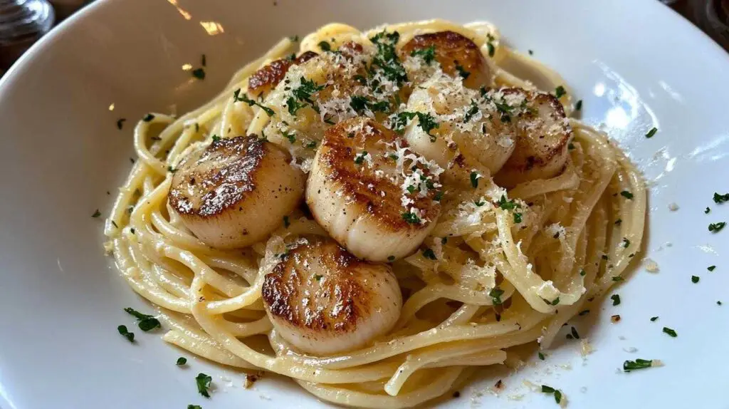 Lemon Garlic Scallops with Pasta