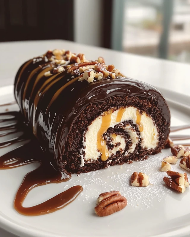 Chocolate Turtle Cake Roll