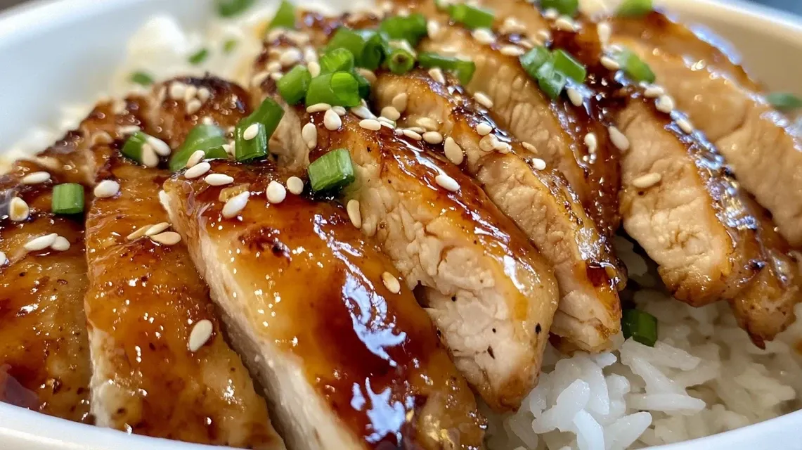 Homemade Panda Express Teriyaki Chicken served over white rice