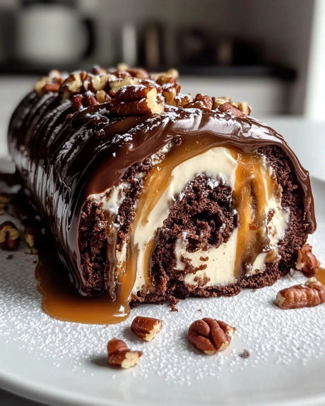 Chocolate Turtle Cake Roll
