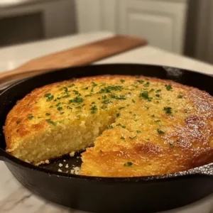 Close-up of jalapeño cornbread slice showing texture and jalapeño pieces