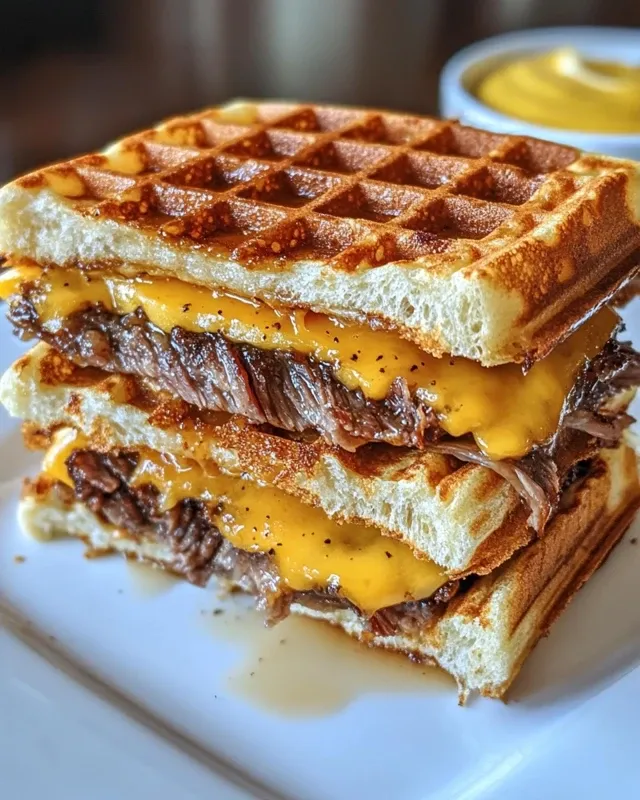  Process of assembling brisket filling for waffle sandwich
