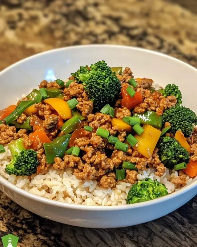 Ground turkey cooking with vegetables in wok for healthy stir-fry