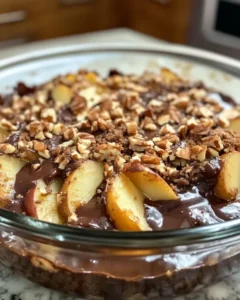 Finished Apple Cocoa Bake showing chocolate topping and apple layer