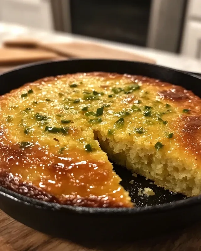 Jalapeño cornbread served with bowl of chili and honey butter