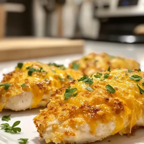 Complete dinner plate with crispy cheddar chicken, mashed potatoes and vegetables