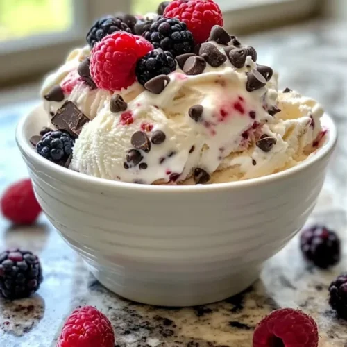 High protein ice cream sundae with berries and nuts