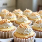 Adding whipped cream and pineapple topping to mini cheesecakes