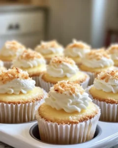 Adding whipped cream and pineapple topping to mini cheesecakes