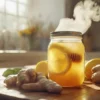 Preparing the Natural Mounjaro recipe by mixing ingredients in a glass.