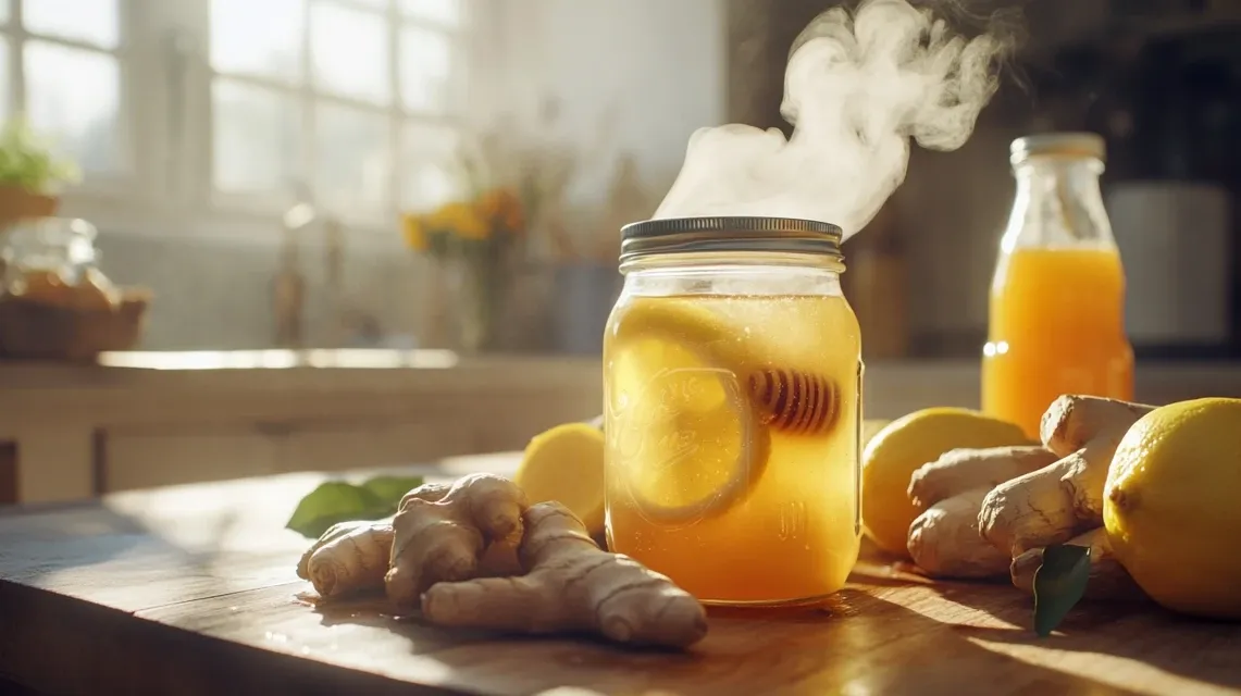 Preparing the Natural Mounjaro recipe by mixing ingredients in a glass.