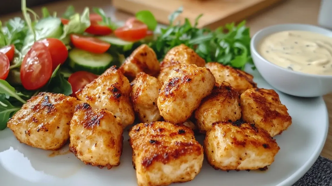 Completed Chick-fil-A style grilled nuggets meal with sides