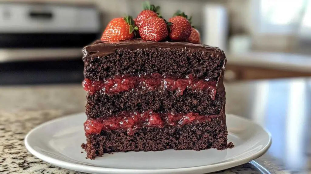 Chocolate Cake with Strawberry Jam
