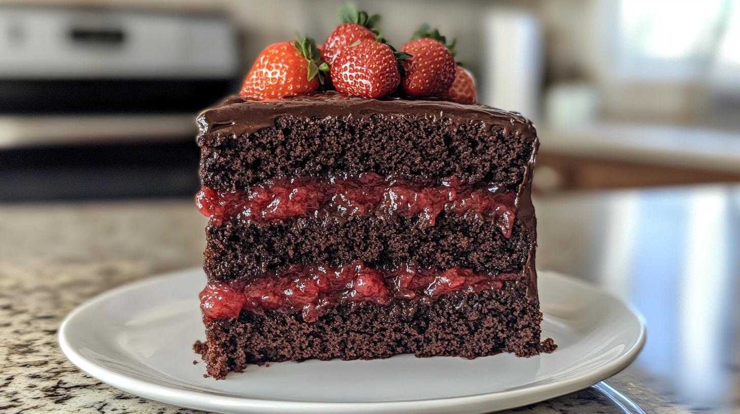 Chocolate Cake with Strawberry Jam