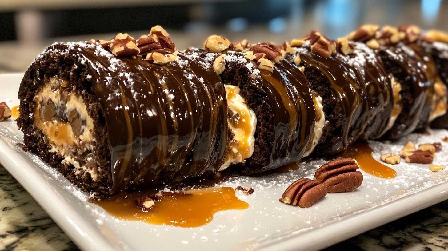 Chocolate Turtle Cake Roll