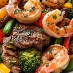 High Protein Lemon Herb Steak and Shrimp Stir Fry
