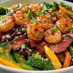 High Protein Steak and Shrimp Stir Fry with Teriyaki Glaze