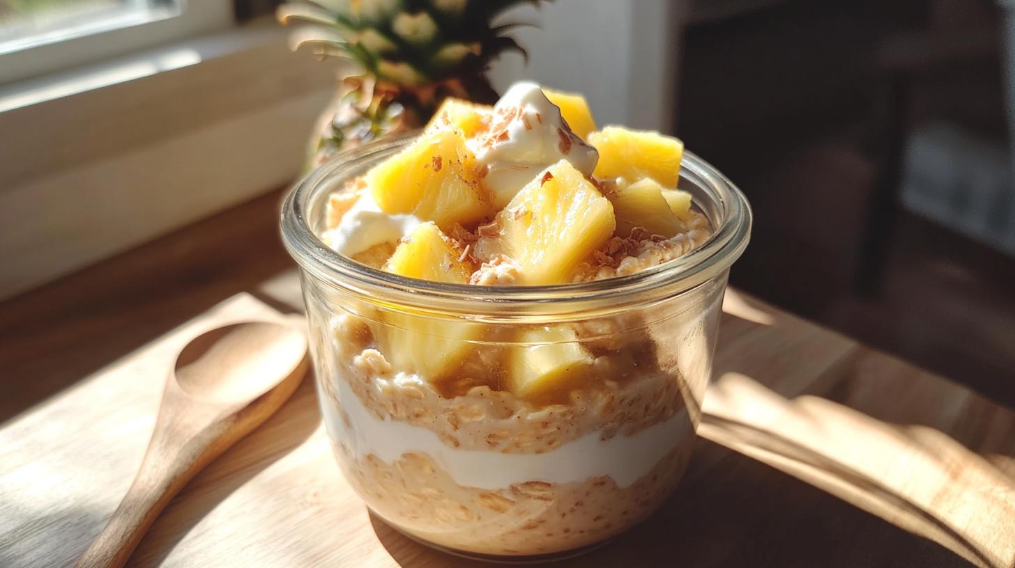 High Protein Tropical Peanut Butter Overnight Oats - detail 1