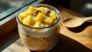 High Protein Tropical Peanut Butter Overnight Oats