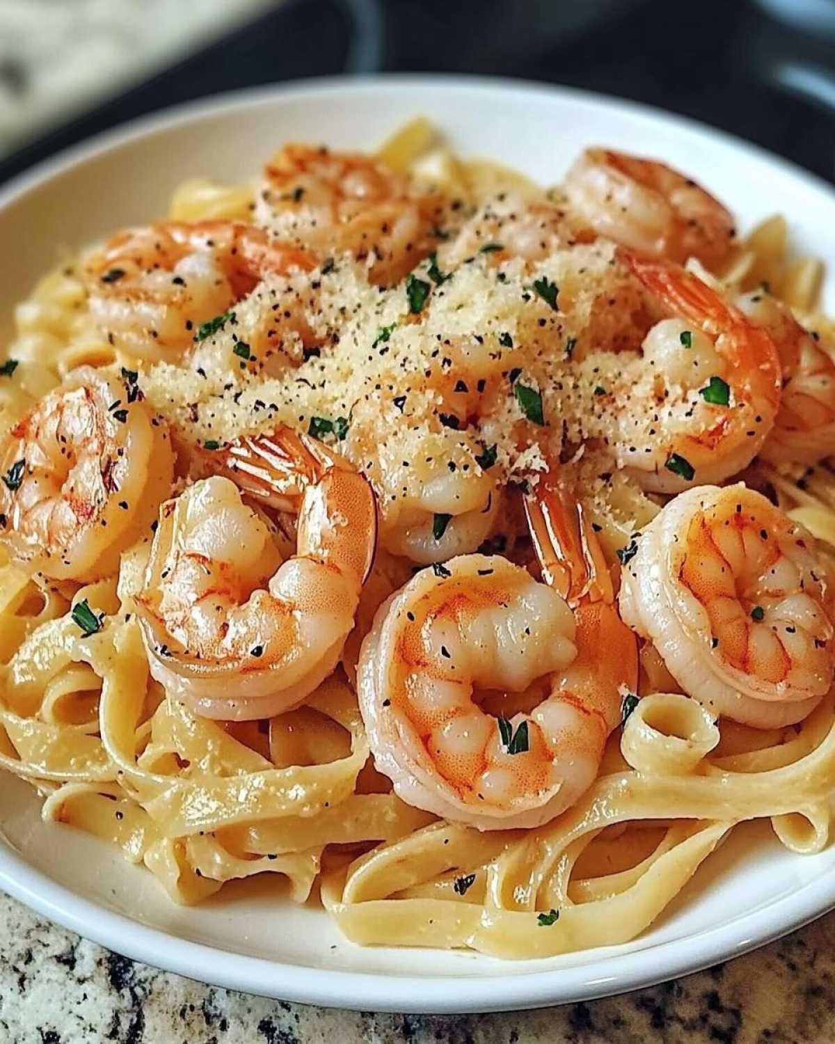 Shrimp Scampi Over Pasta - detail 1