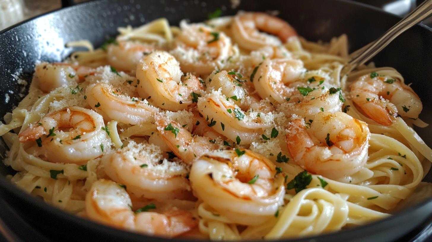 Shrimp Scampi Over Pasta