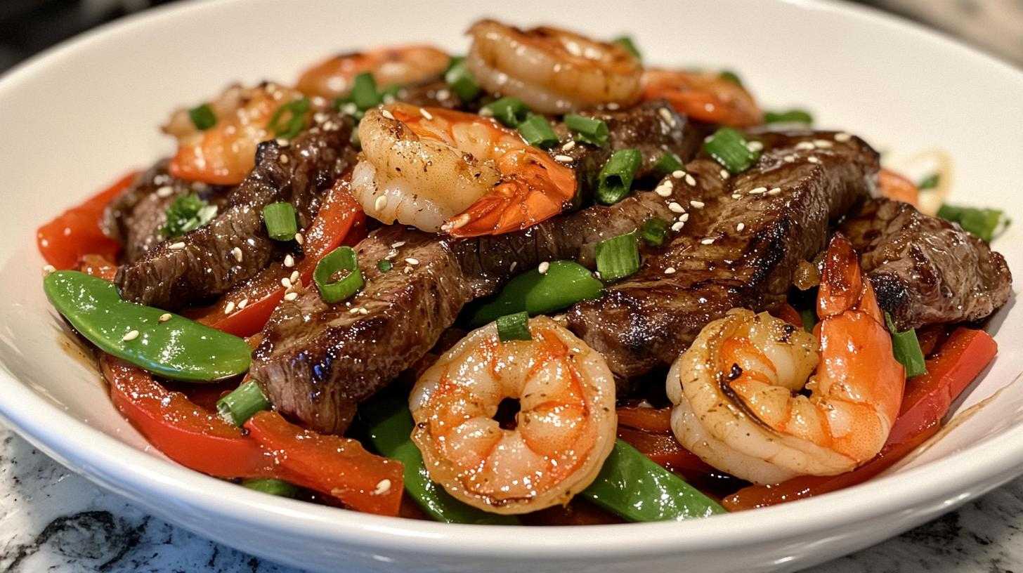 Spicy Garlic Steak and Shrimp Stir Fry - detail 1