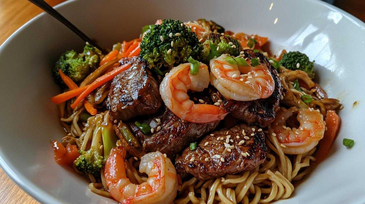 Steak and Shrimp Stir Fry with Noodles - detail 1