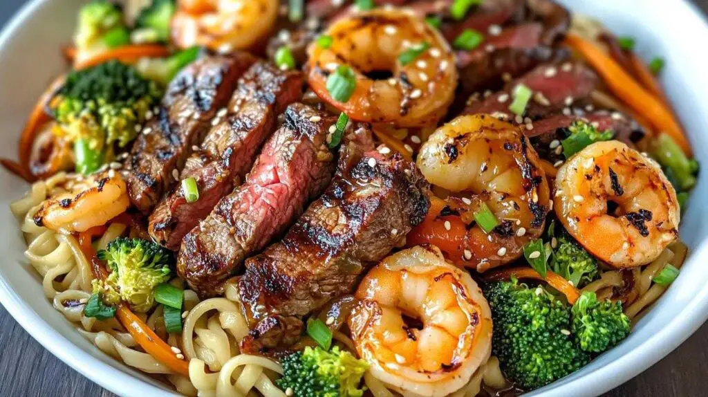 Steak and Shrimp Stir Fry with Noodles
