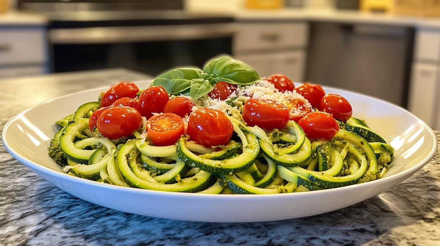 Zucchini Noodles with Pesto and Cherry Tomatoes - detail 3