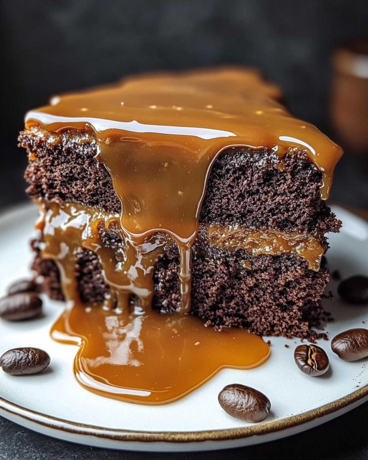 gooey coffee caramel cake - detail 2