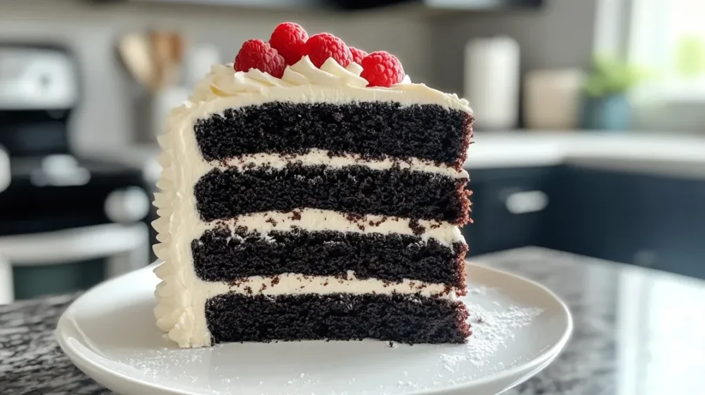Making black velvet cake batter with cocoa powder and buttermilk