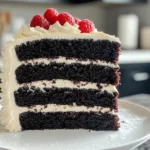 Making black velvet cake batter with cocoa powder and buttermilk