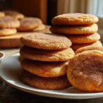 Pumpkin-spice sugar cookie dough balls being rolled in cinnamon-sugar