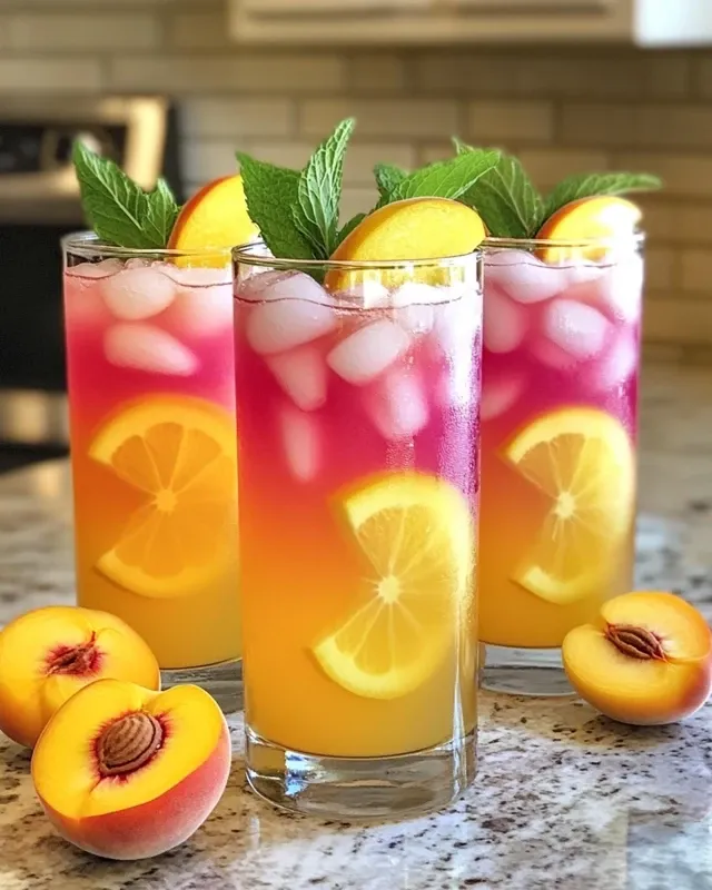Blending fresh peaches for homemade peach lemonade