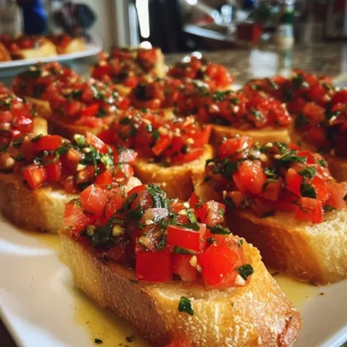 Step-by-step preparation of tomato mixture for Classic Italian Bruschetta