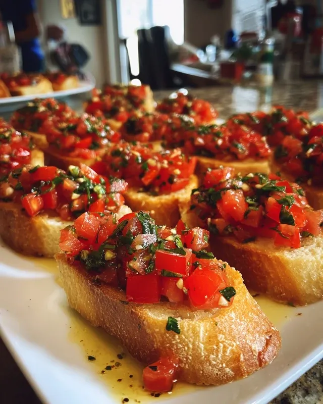 Step-by-step preparation of tomato mixture for Classic Italian Bruschetta