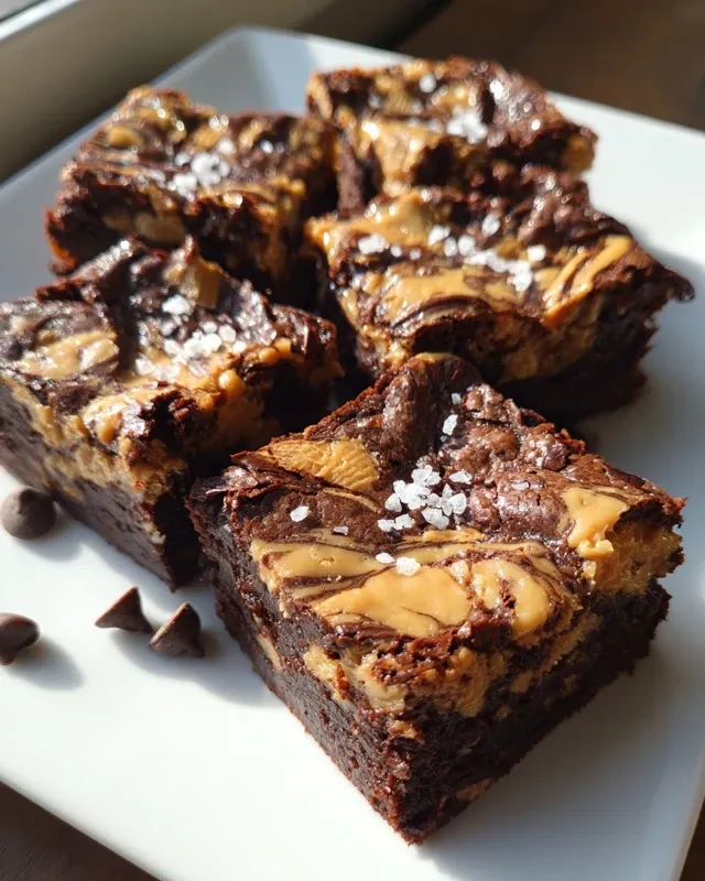 Process of swirling peanut butter into brownie batter