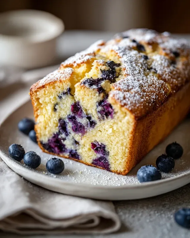 Mixing bowl with lemon blueberry bread batter and fresh ingredients