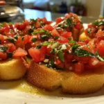 Sliced bread being toasted for Classic Italian Bruschetta