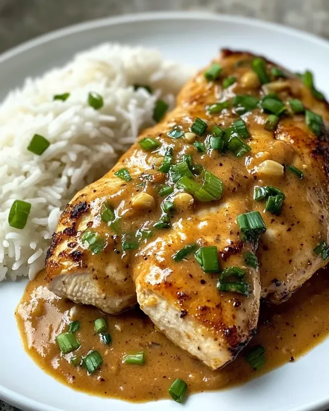 Complete peanut butter chicken dinner with sides