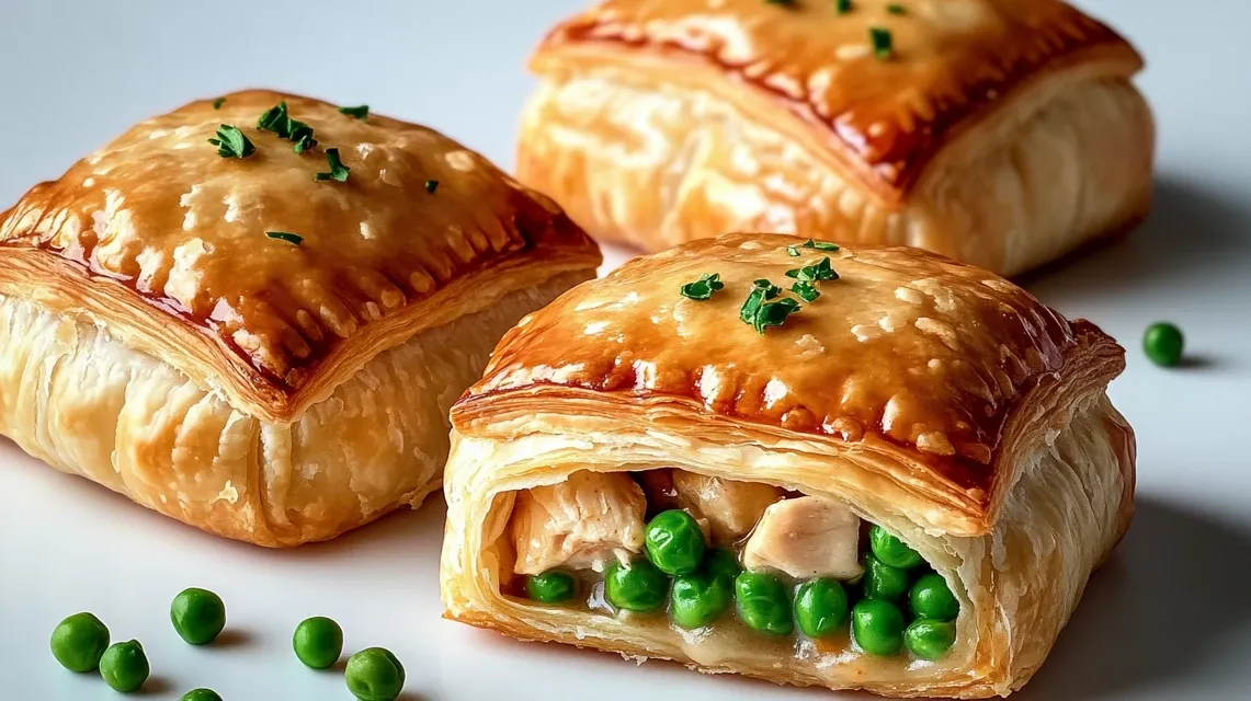 Golden baked chicken pastries served with side salad
