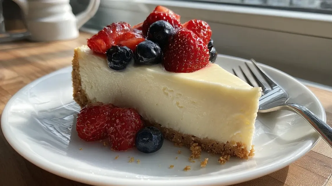 Creamy Woolworth Ice Box Cheesecake with graham cracker crust