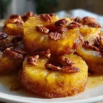 Sweet Potato Pineapple Upside Down Donut Ring cut in half showing interior texture