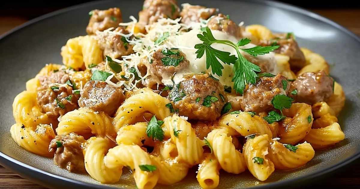 Beef & Rotini in Garlic Parmesan Sauce