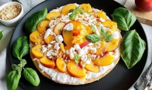 Fresh ingredients for Millionaire Peach Salad including canned peaches marshmallows cream cheese