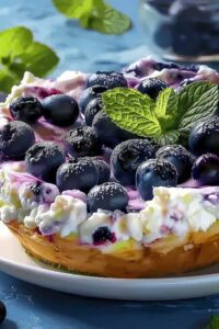 Cottage cheese, oats, blueberries and ingredients for breakfast bake recipe