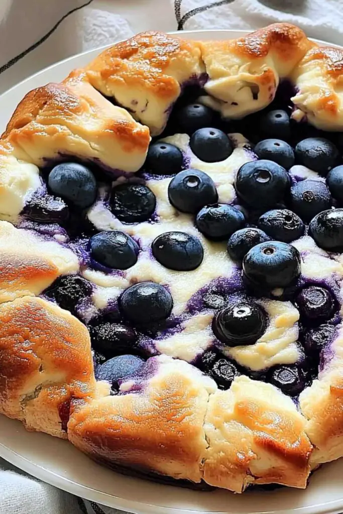 Mixing cottage cheese breakfast bake batter in large bowl before adding fresh blueberries