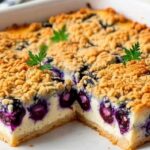 Cottage Cheese Breakfast Bake ingredients including full-fat cottage cheese, eggs, honey, and fresh blueberries